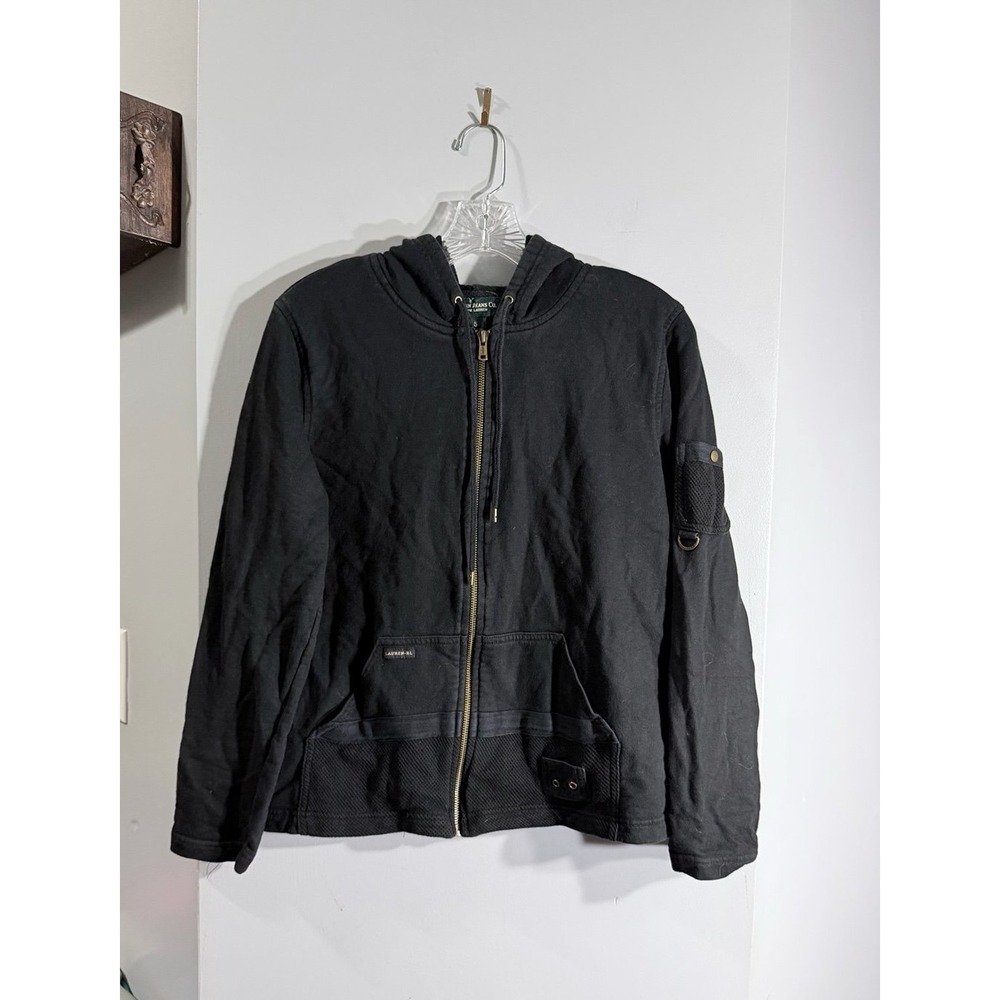 Lauren jeans company Ralph Lauren black hoodie sweatshirt jacket size small.